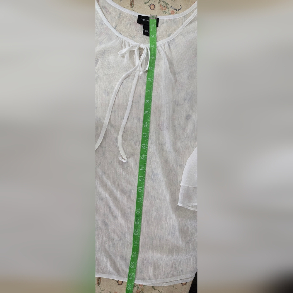 Ladies AB Studio White Sheer Top Sz Large Euc - Picture 7 of 8